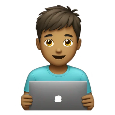 Boy with computer sticker
