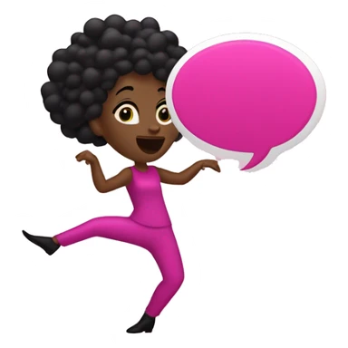 Dancing speech bubble dots pink , with black woman animated gif sticker