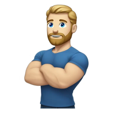 white Man with beard and blue eyes flexing bicep sticker