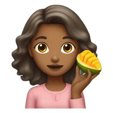 Girl with mango and tuna sticker