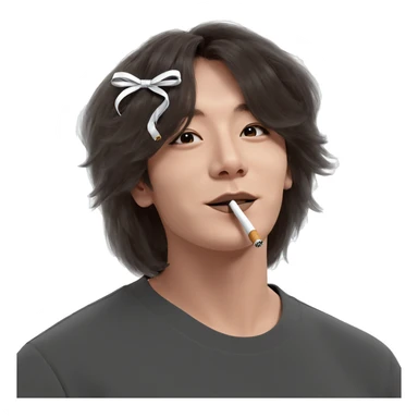 girl with cigarette and ribbon sticker