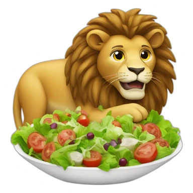 lion eat a salad sticker