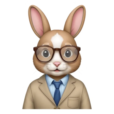 rabbit with clothes and wearing glasses sticker