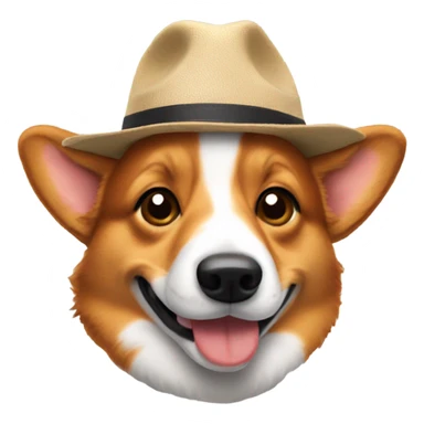 True color red head corgi with hat sticker