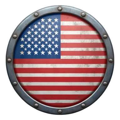 A Circle Shield With American Flag Printed On It sticker