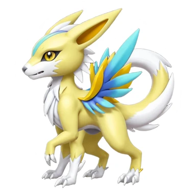 Colorful Smooth Soft Scaled Meloetta-Wargreymon-Renamon-Sergal-Pokémon-Digimon-Fakémon-fusion-hybrid-creature sticker