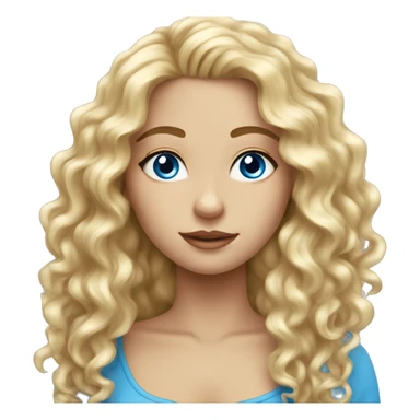 beautiful girl with long curly blonde hair and blue eyes sticker
