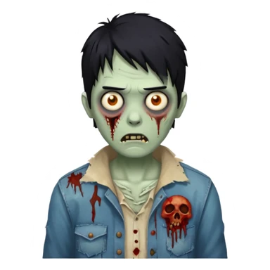 zombie com cabelo preto e fundo azul sticker