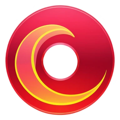 A minimalist CD disc with wave pattern, neon glowing effect, red color sticker