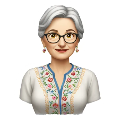 A middle-aged Ukrainian woman writer in an embroidered shirt sticker