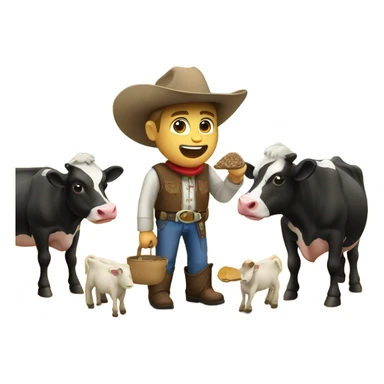 Cowboy feeding cows sticker