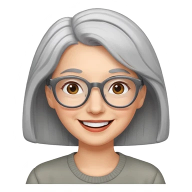 happy woman with gray hair and glasses sticker