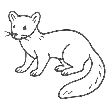 a pine marten hand-drawn look with black ink lines and minimal detail sticker