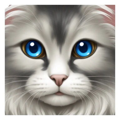 Gato angora negro con blanco ojos azules  sticker