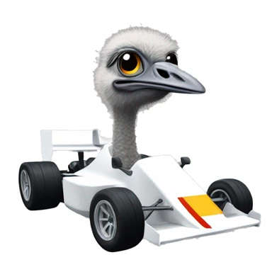 Ostrich in a f1 car sticker
