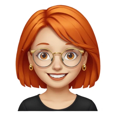 A girl with orange red hair glasses and gold nose ring sticker