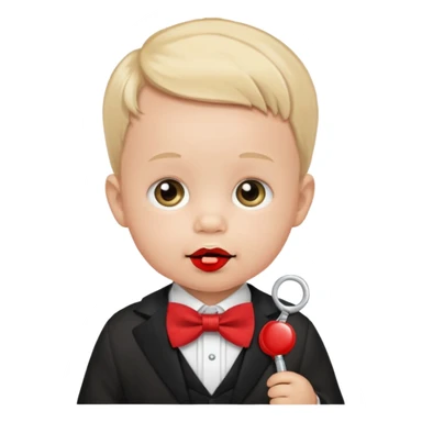 baby guy, with pacifier, wearing pastor custome, red bow tie sticker