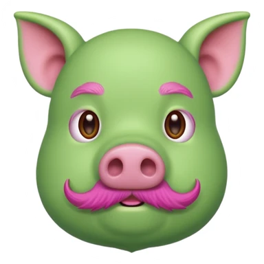 green pig with beard, front view sticker