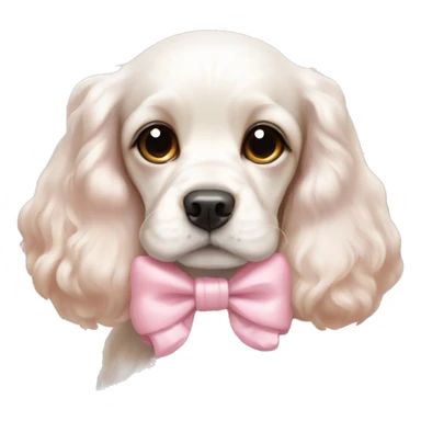 Cute white  cocker spaniel with a baby pink bow  sticker
