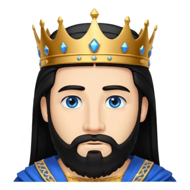 King Solomon with black hair and beard, blue eyes sticker