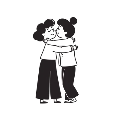 Two people giving each other a friendly hug sticker