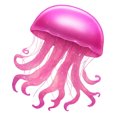 Pink long jellyfish with glistening glitter sticker