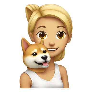 smiling girl with shiba inu sticker