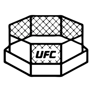 UFC octagon cage, isometric view, minimal color, clean design sticker