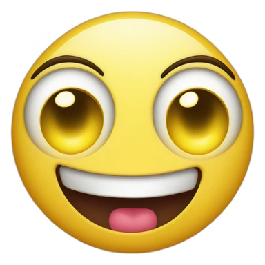 Yellow emoji grinning face with big eyes sticker