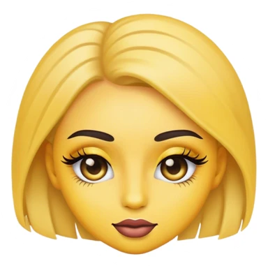 yellow emoji of a girl wearing makeup and with long eyelashes sticker