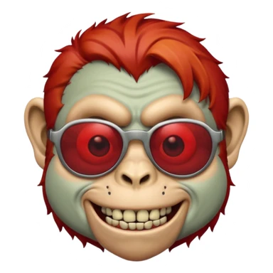 Zombie monkey with sun glasses and red hair and joker nose hungry  sticker