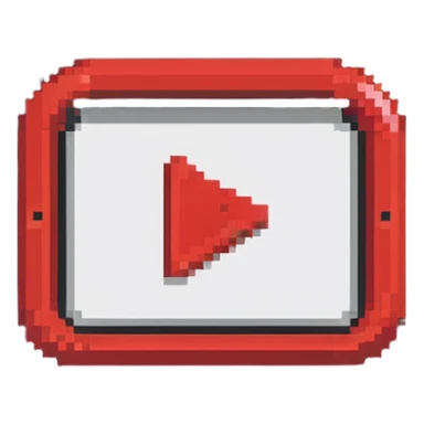 YouTube logo, red rounded rectangle with white play button in center sticker