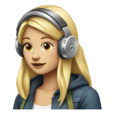 blond girl headphones an micro tumblr sticker