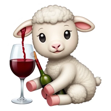 Little lamb drinking wine sticker