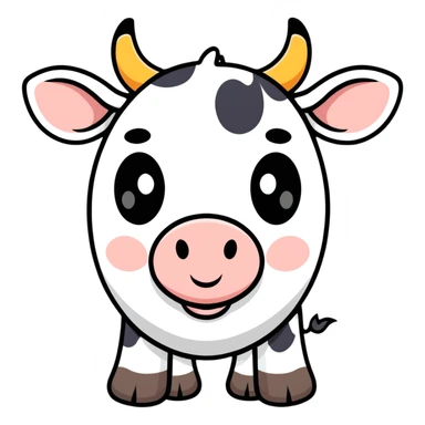 cute cow face with big eyes sticker