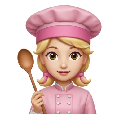Pink chef hat princess peach with a hand and spoon sticker