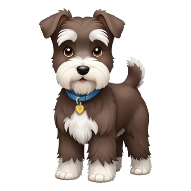 Fluffy Chocolate and white schnauzer standing sticker