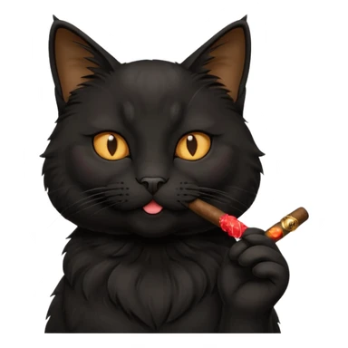 fluffy black cat smoking a cigar sticker