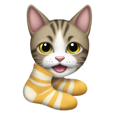 Cat eating socks  sticker