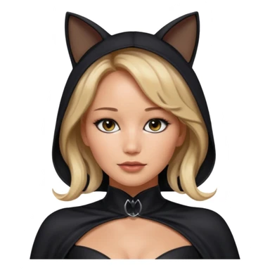 Jennifer Lawrence, in a black cat costume sticker