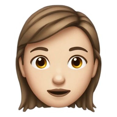 White girl with brown hair and a scrunched nose and pursed mouth sticker