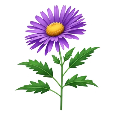 single Aster, straight stem sticker