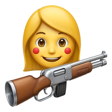 Create a smiling face emoji that’s sucking on the barrel of a shotgun sticker