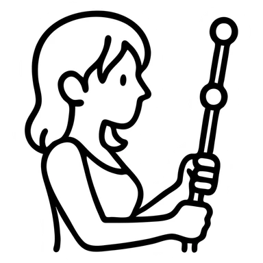 Nami with orange hair, holding weather staff sticker