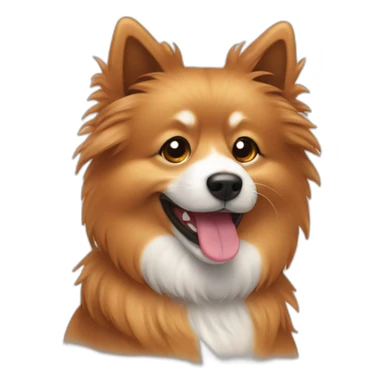 Spitz dog happy face only brown color hairy sticker