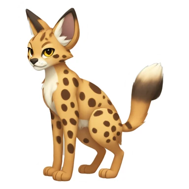 Anthro Beige-Orange-Brown Spotted Fur-Sona-Fakemon Lynx-Caracal-Serval Full Body sticker
