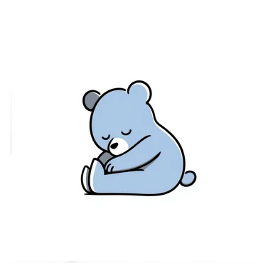 a sleeping blue teddy bear, hand drawn doodle style sticker