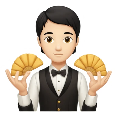 ligth black hair waiter with fortune cookies sticker