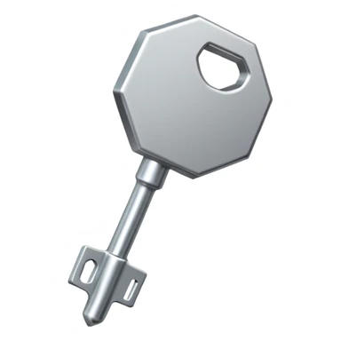 Pequeña llave metálica plateada con forma hexagonal en la cabeza y la palabra NATIONAL grabada – símbolo simple y elegante de acceso físico y seguridad personal sticker