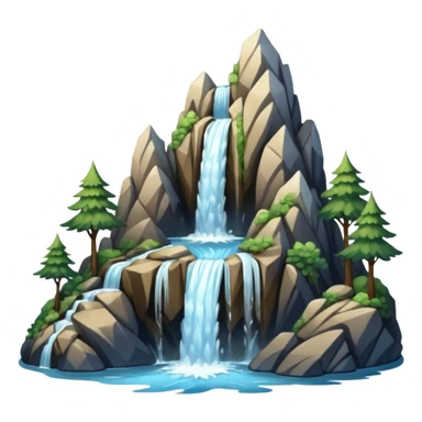 Mountain with flowing waterfall sticker